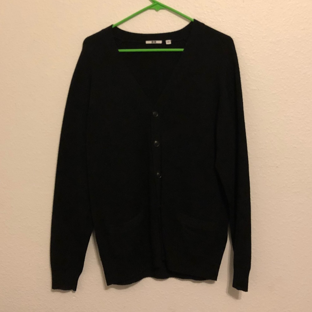 Black Uniqlo wool cardigan